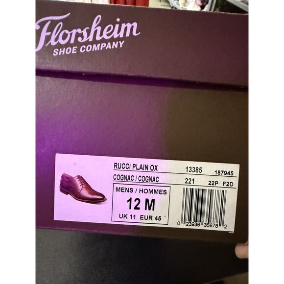Men’s Florsheim Rucci Plain Oxford Shoes 12 M In Cognac - Picture 7 of 7